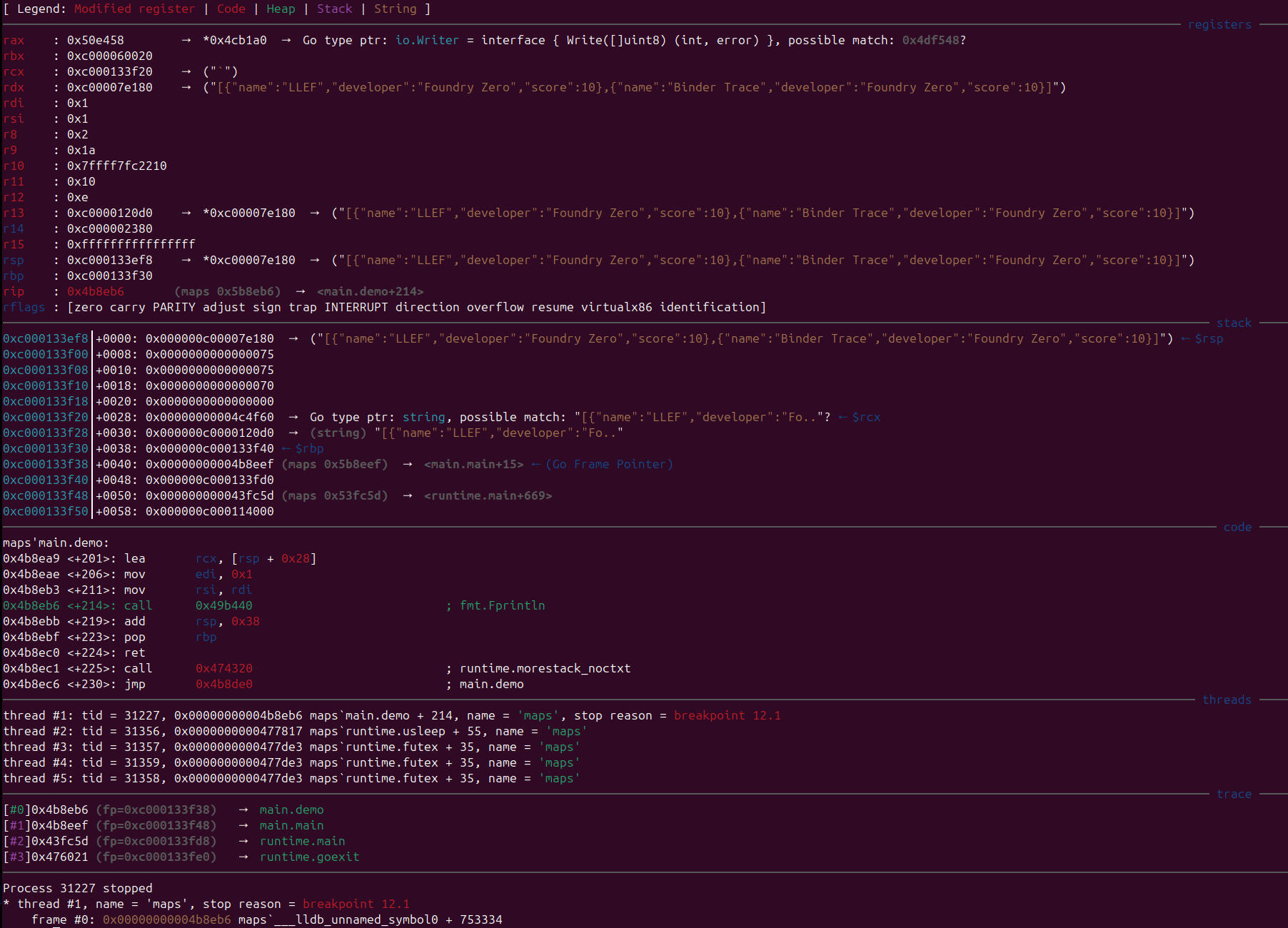 LLEF Go Type Unpacking